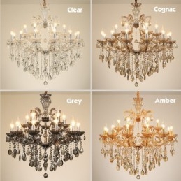 Lampadario a 8 luci in cristallo ambrato