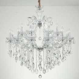 Lampadario a candela in cristallo trasparente da 18 (12+6) luci