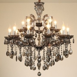 Lampadario a candela in cristallo grigio chiaro 18 (12+6)