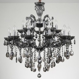 Lampadario a candela in cristallo grigio chiaro 18 (12+6)