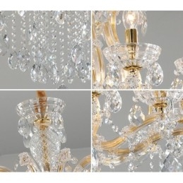 Lampadario a 8 luci in cristallo dorato