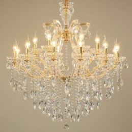 Lampadario a candela in cristallo oro chiaro da 18 (12+6)