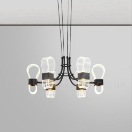 Lampadario di design postmoderno nordico a 6 luci con paralumi in acrilico