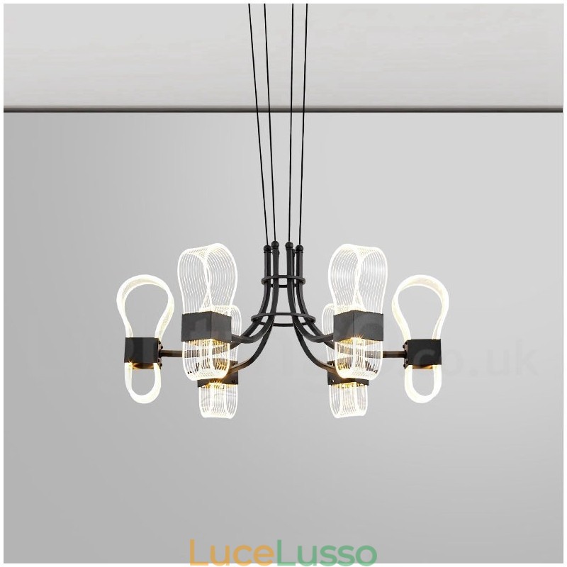 Lampadario di design postmoderno nordico a 6 luci con paralumi in acrilico
