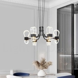 Lampadario di design postmoderno nordico a 6 luci con paralumi in acrilico
