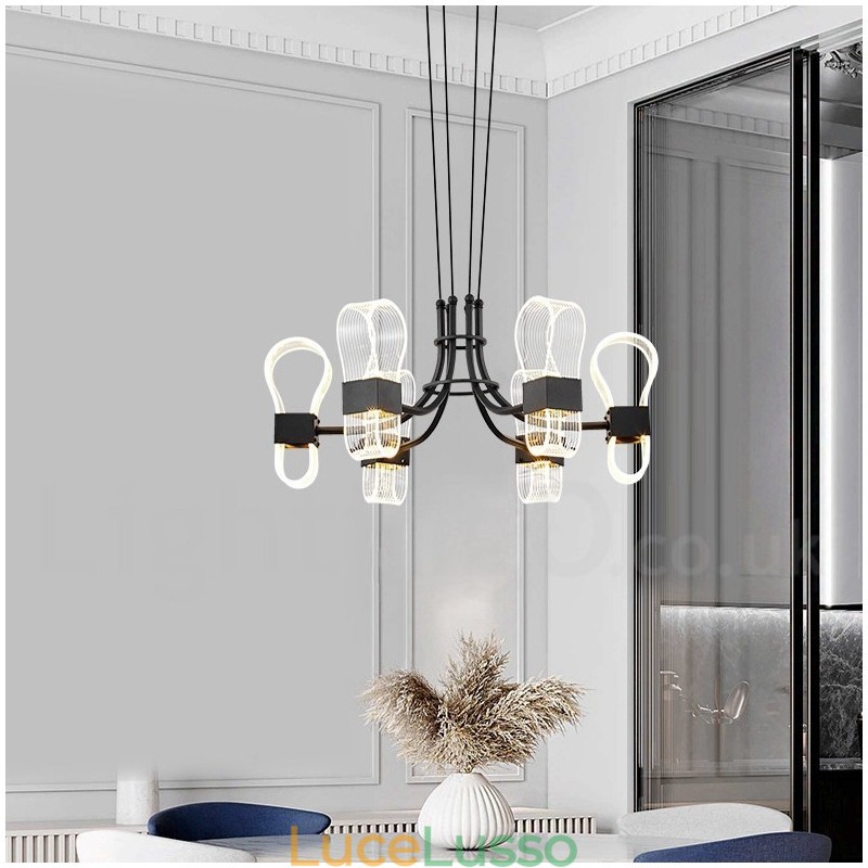 Lampadario di design postmoderno nordico a 6 luci con paralumi in acrilico
