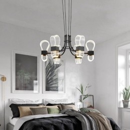 Lampadario di design postmoderno nordico a 6 luci con paralumi in acrilico
