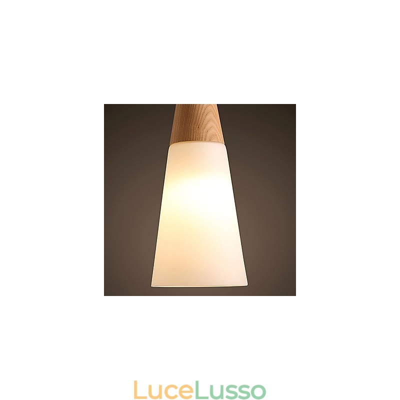 Lampadario Mini Stile Moderno Contemporaneo Legno Bambù