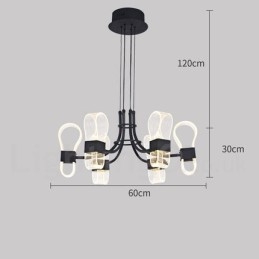 Lampadario di design postmoderno nordico a 6 luci con paralumi in acrilico