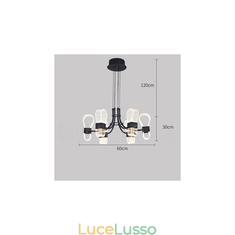 Lampadario di design postmoderno nordico a 6 luci con paralumi in acrilico