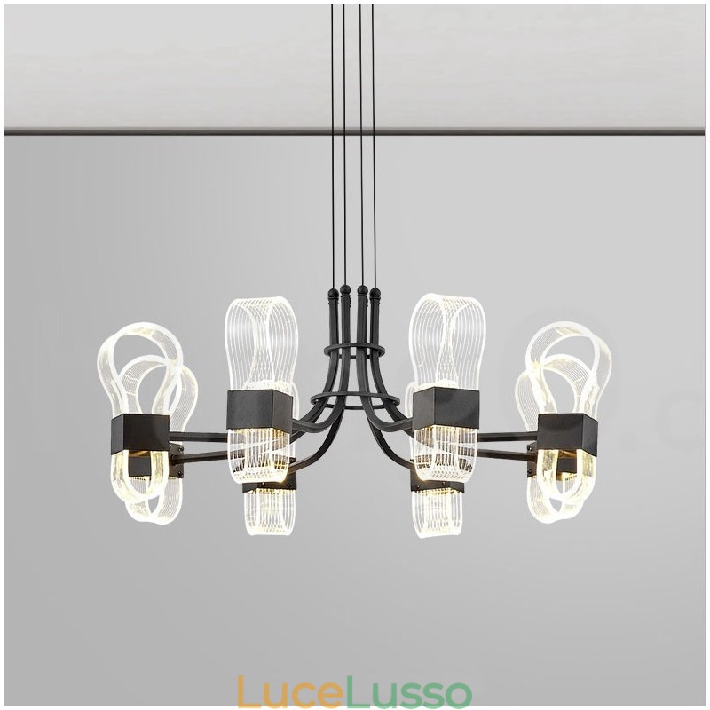 Lampadario di design postmoderno nordico 2021 a 8 luci con paralumi in acrilico