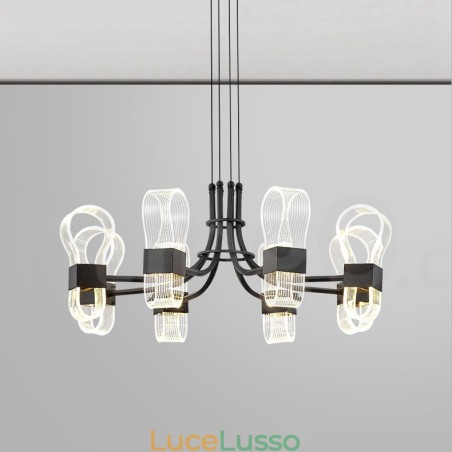 Lampadario di design postmoderno nordico 2021 a 8 luci con paralumi in acrilico Lampadario di design postmoderno nordico 2021 a 8 luci con paralumi in acrilico
