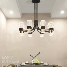 Lampadario di design postmoderno nordico 2021 a 8 luci con paralumi in acrilico