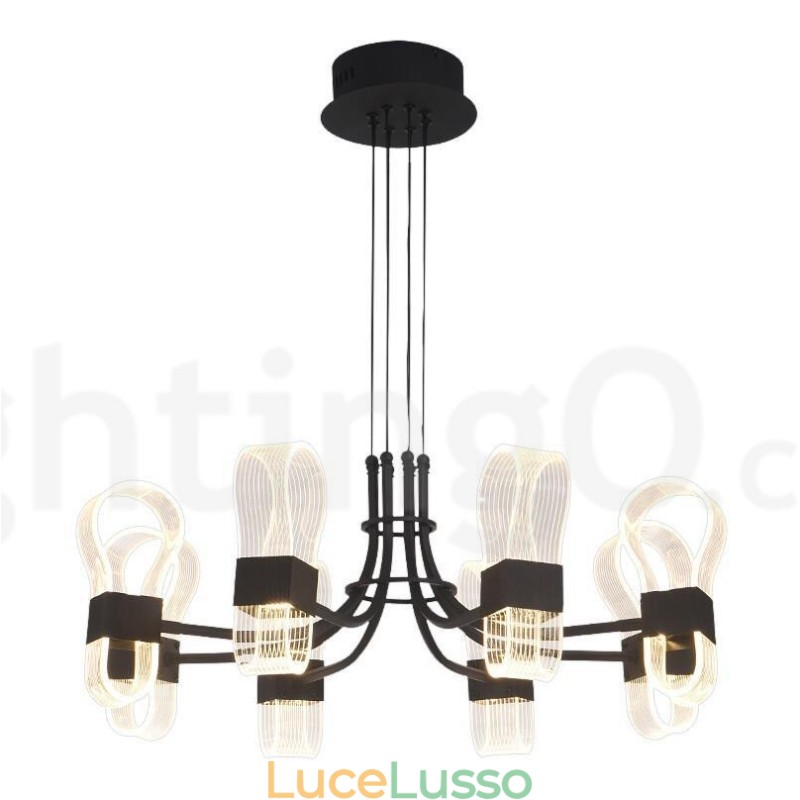 Lampadario di design postmoderno nordico 2021 a 8 luci con paralumi in acrilico