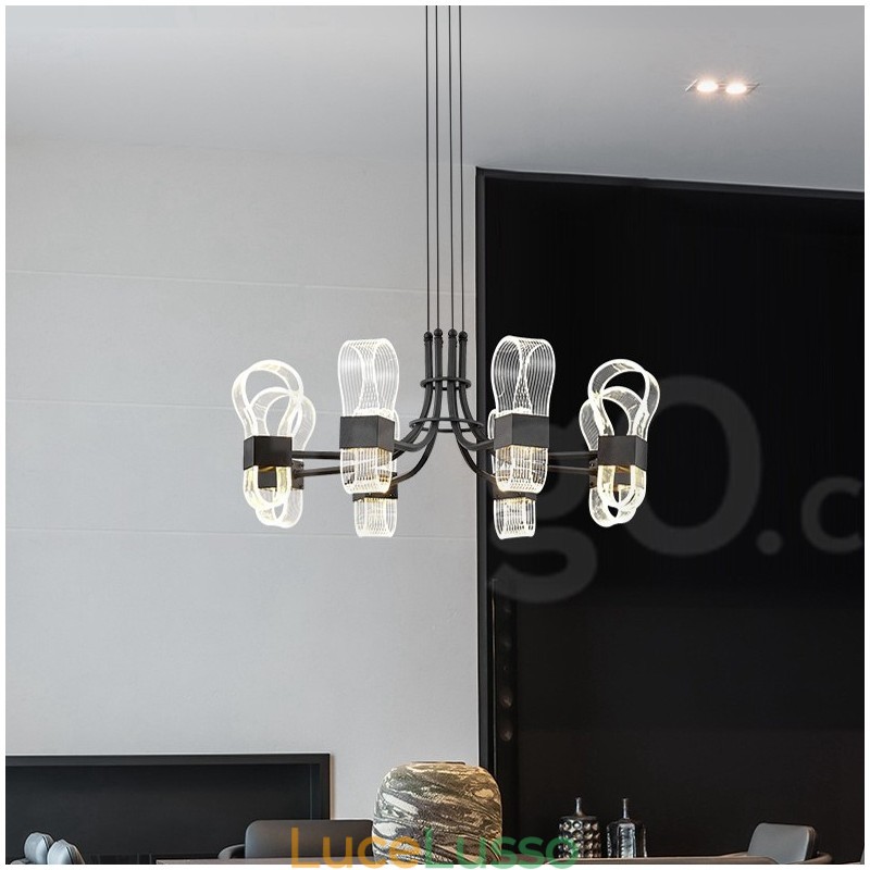 Lampadario di design postmoderno nordico 2021 a 8 luci con paralumi in acrilico