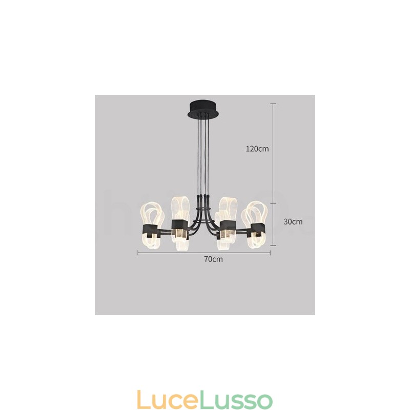 Lampadario di design postmoderno nordico 2021 a 8 luci con paralumi in acrilico