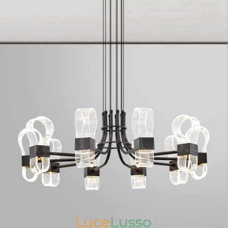 Lampadario di design postmoderno nordico 2021 a 10 luci con paralumi in acrilico Lampadario di design postmoderno nordico 2021 a 10 luci con paralumi in acrilico