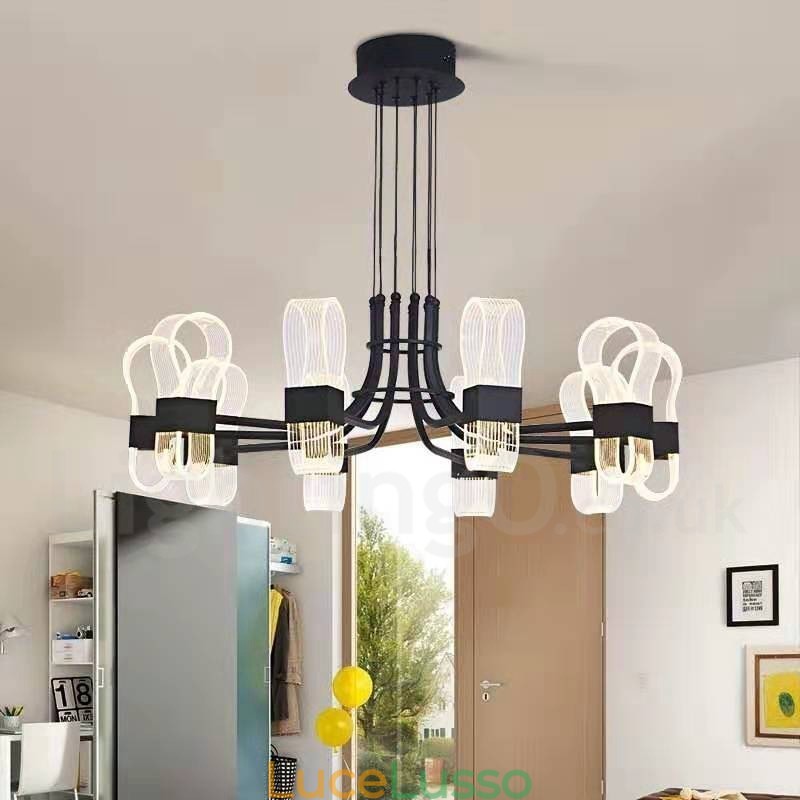Lampadario di design postmoderno nordico 2021 a 10 luci con paralumi in acrilico