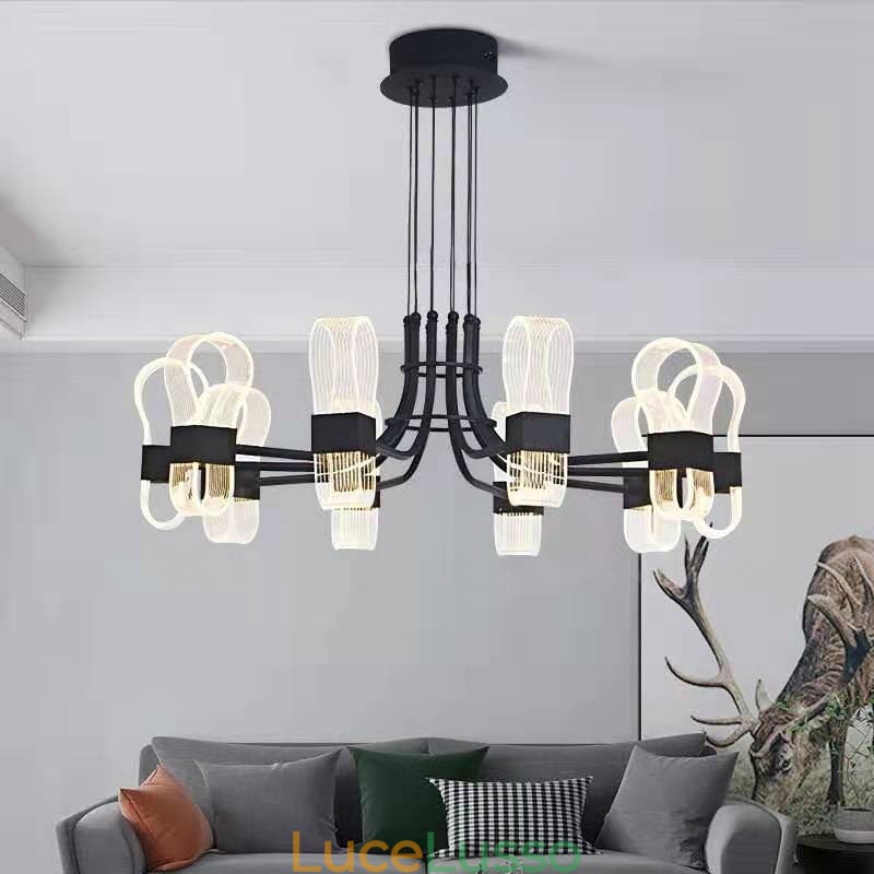 Lampadario di design postmoderno nordico 2021 a 10 luci con paralumi in acrilico