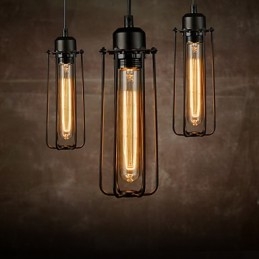 Lampadario Mini Stile Rustico Lodge Retro Metallo 3 Luci Lampada a Sospensione