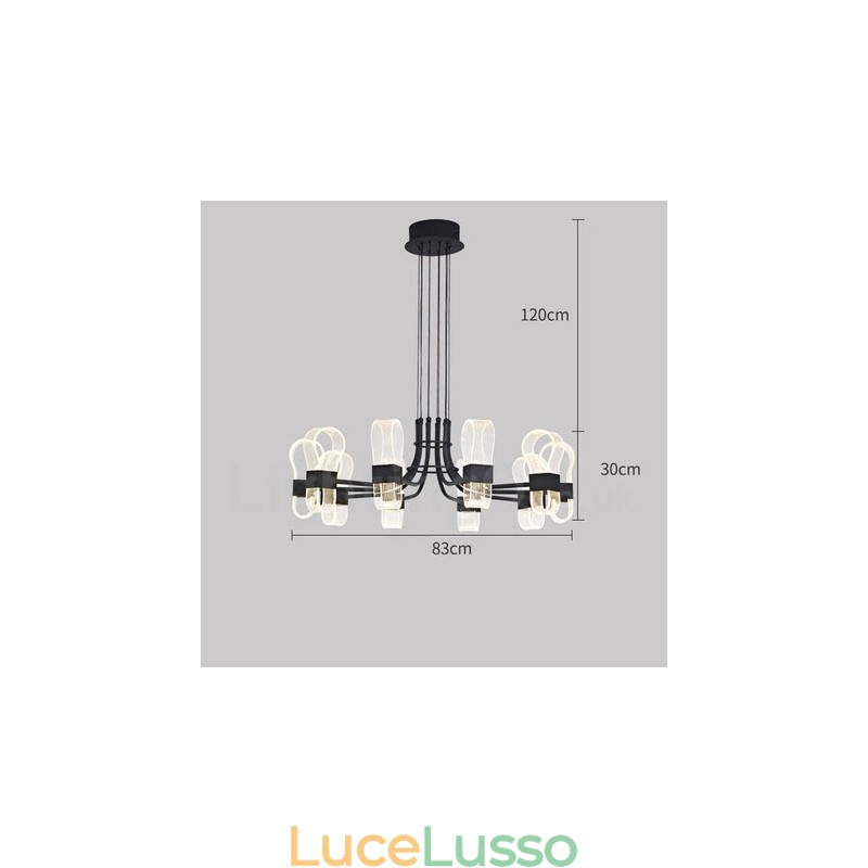 Lampadario di design postmoderno nordico 2021 a 10 luci con paralumi in acrilico