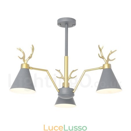 Lampadario moderno a 3 luci in stile nordico macaron con corna di cervo Lampadario moderno a 3 luci in stile nordico macaron con corna di cervo