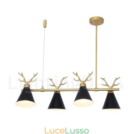 Lampadario moderno a 4 luci in stile nordico macaron con corna di cervo Lampadario moderno a 4 luci in stile nordico macaron con corna di cervo