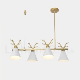 Lampadario moderno a 4 luci in stile nordico macaron con corna di cervo