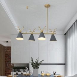 Lampadario moderno a 4 luci in stile nordico macaron con corna di cervo