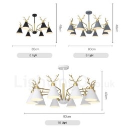 Lampadario moderno a 4 luci in stile nordico macaron con corna di cervo