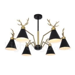 Lampadario moderno a 6 luci in stile nordico macaron con corna di cervo