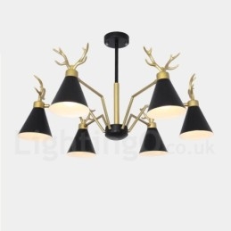 Lampadario moderno a 6 luci in stile nordico macaron con corna di cervo