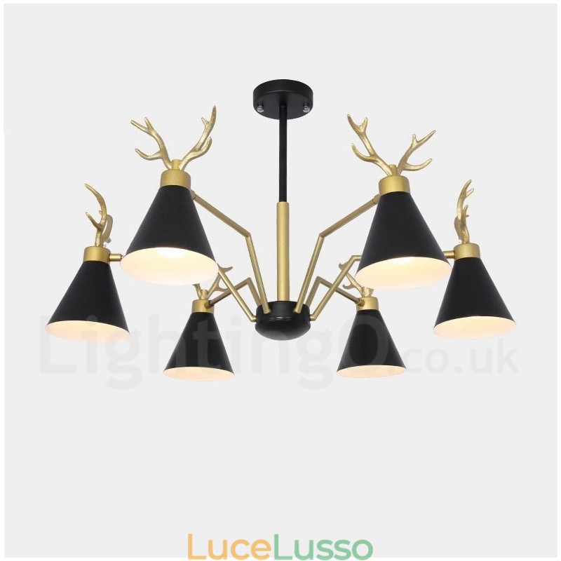 Lampadario moderno a 6 luci in stile nordico macaron con corna di cervo