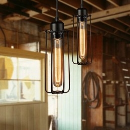Lampadario Mini Stile Rustico Lodge Retro Metallo 3 Luci Lampada a Sospensione