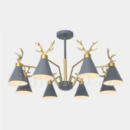Lampadario moderno a forma di corna di cervo in stile nordico macaron a 8 luci