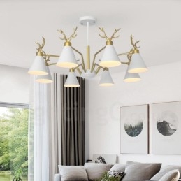 Lampadario moderno a forma di corna di cervo in stile nordico macaron a 8 luci