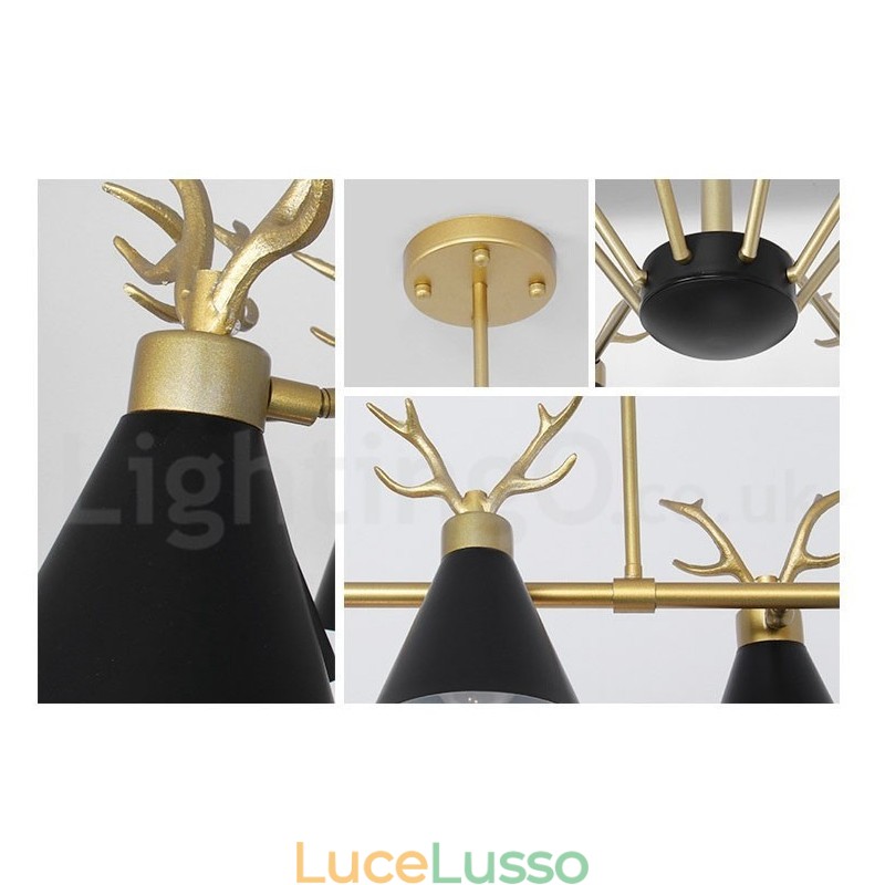 Lampadario moderno a forma di corna di cervo in stile nordico macaron a 8 luci