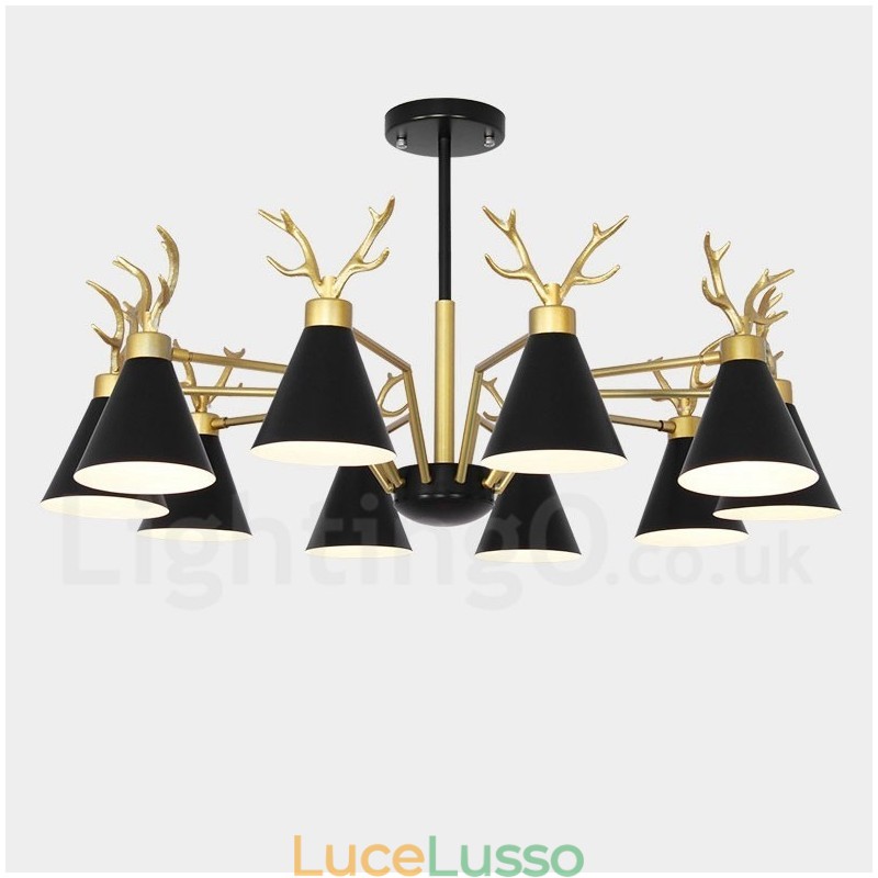 Lampadario moderno con corna di cervo macaron nordico a 10 luci