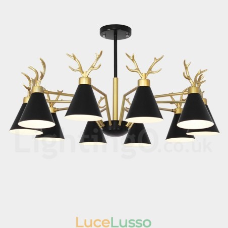 Lampadario moderno con corna di cervo macaron nordico a 10 luci Lampadario moderno con corna di cervo macaron nordico a 10 luci