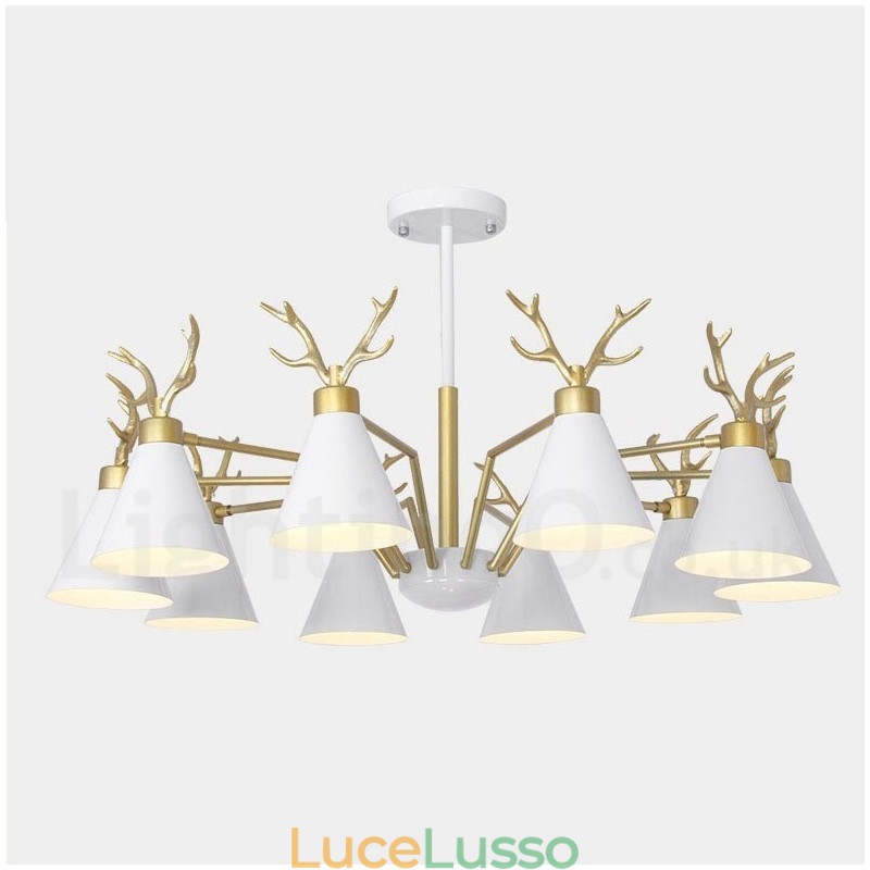 Lampadario moderno con corna di cervo macaron nordico a 10 luci