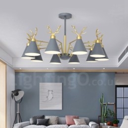 Lampadario moderno con corna di cervo macaron nordico a 10 luci