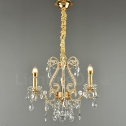 Lampadario a sospensione in cristallo stile americano in argento e oro chiaro con 3 luci Negozio di luci