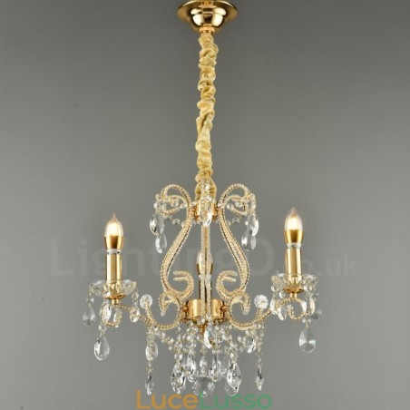 Lampadario a sospensione in cristallo stile americano in argento e oro chiaro con 3 luci Negozio di luci Lampadario a sospensione in cristallo stile americano in argento e oro chiaro con 3 luci Negozio di luci