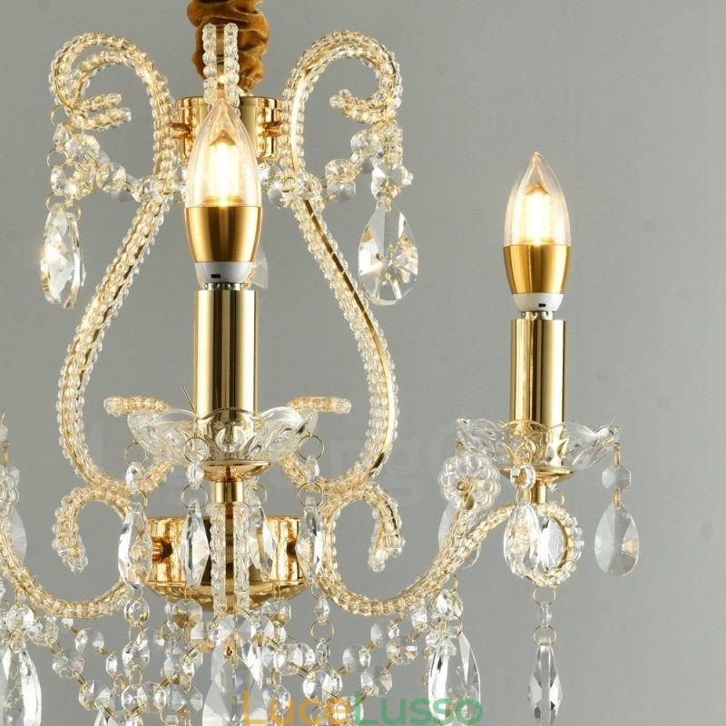 Lampadario a sospensione in cristallo stile americano in argento e oro chiaro con 3 luci Negozio di luci
