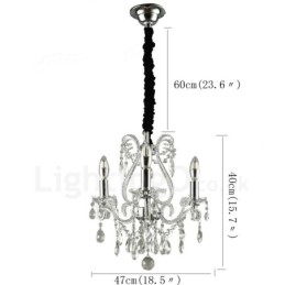 Lampadario a sospensione in cristallo stile americano in argento e oro chiaro con 3 luci Negozio di luci