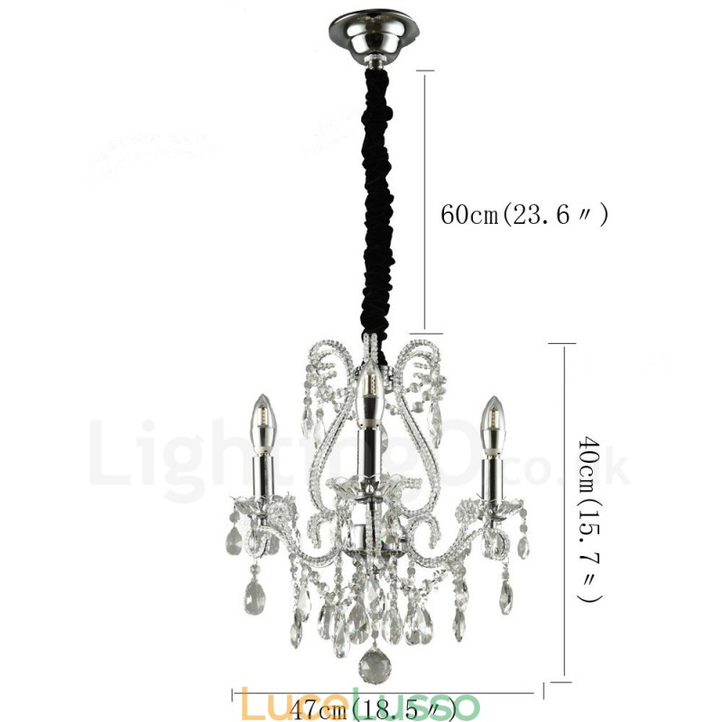 Lampadario a sospensione in cristallo stile americano in argento e oro chiaro con 3 luci Negozio di luci