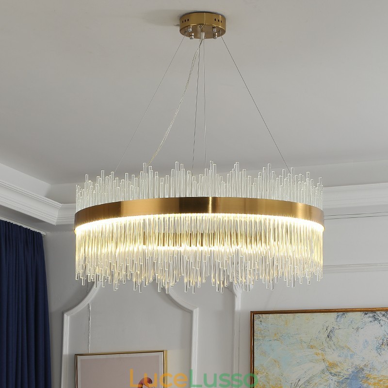 Lampadario rotondo in cristallo di lusso postmoderno Sala espositiva