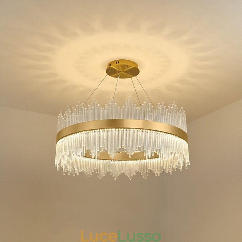 Lampadario rotondo in cristallo di lusso postmoderno Sala espositiva