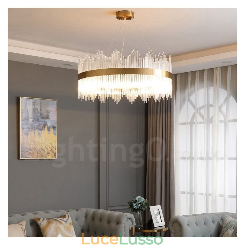 Lampadario rotondo in cristallo di lusso postmoderno Sala espositiva