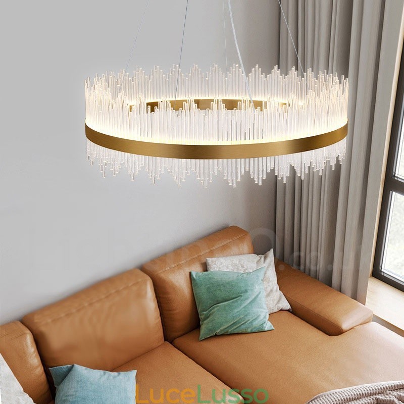 Lampadario rotondo in cristallo di lusso postmoderno Sala espositiva
